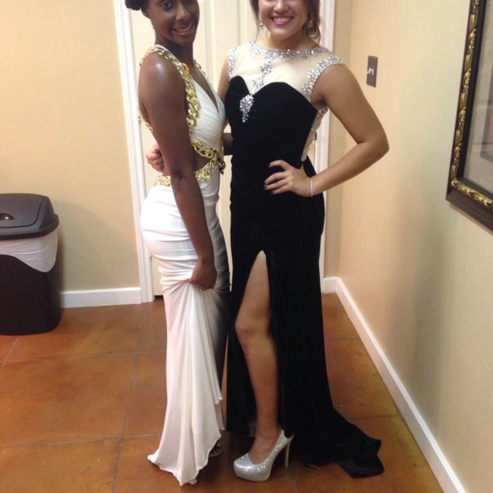 Black velvet and sequin prom dress